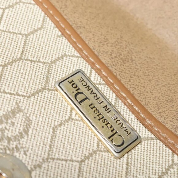 Christian Dior Honeycomb Canvas Shoulder Bag PVC Beige Gold Auth ar13702 - Picture 12 of 15
